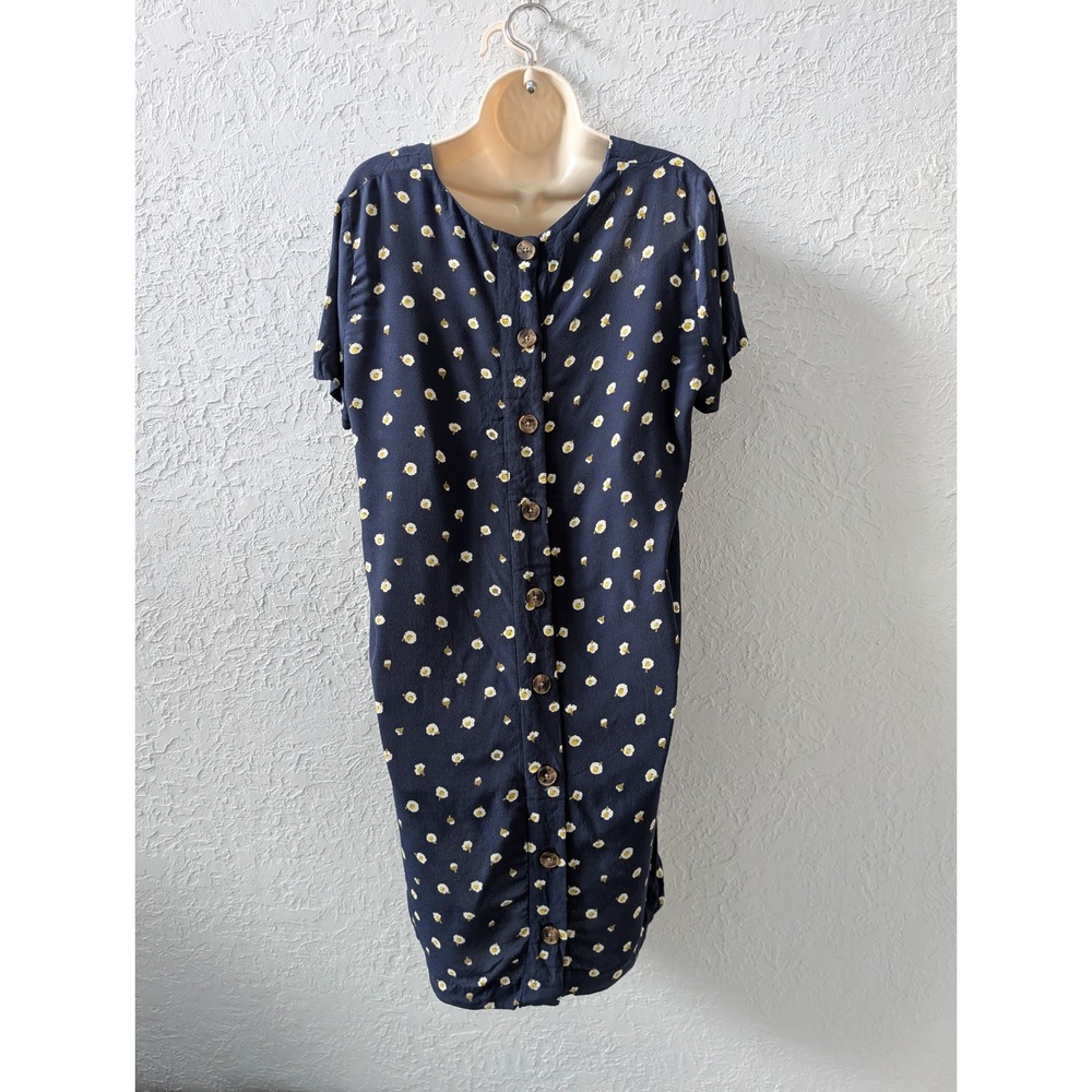 Madewell Button-Back Easy Dress in Daisy Dots Navy Women's M Classic Preppy